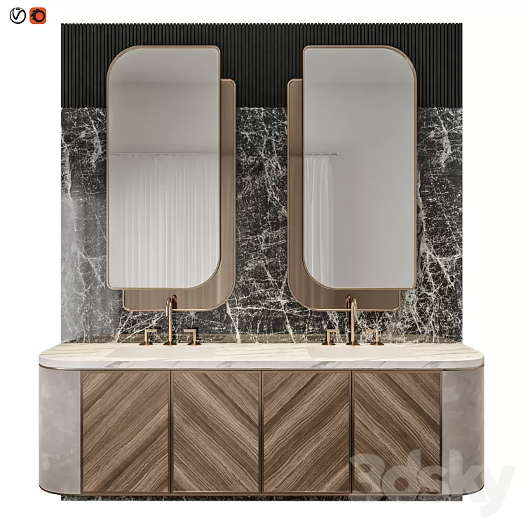 Luxury Marble Wood Bathroom 3D Model