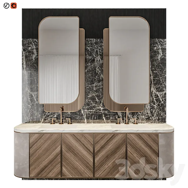 Luxury Marble Wood Bathroom 3DModel