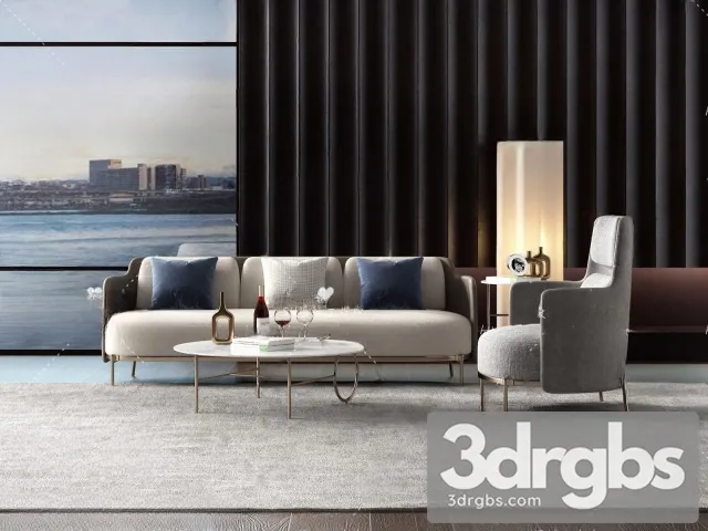 Luxury Moderm Set Livingroom 3D Model Free
