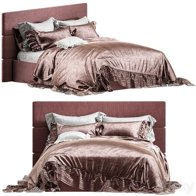 Luxury romantic bedding set 3D Model