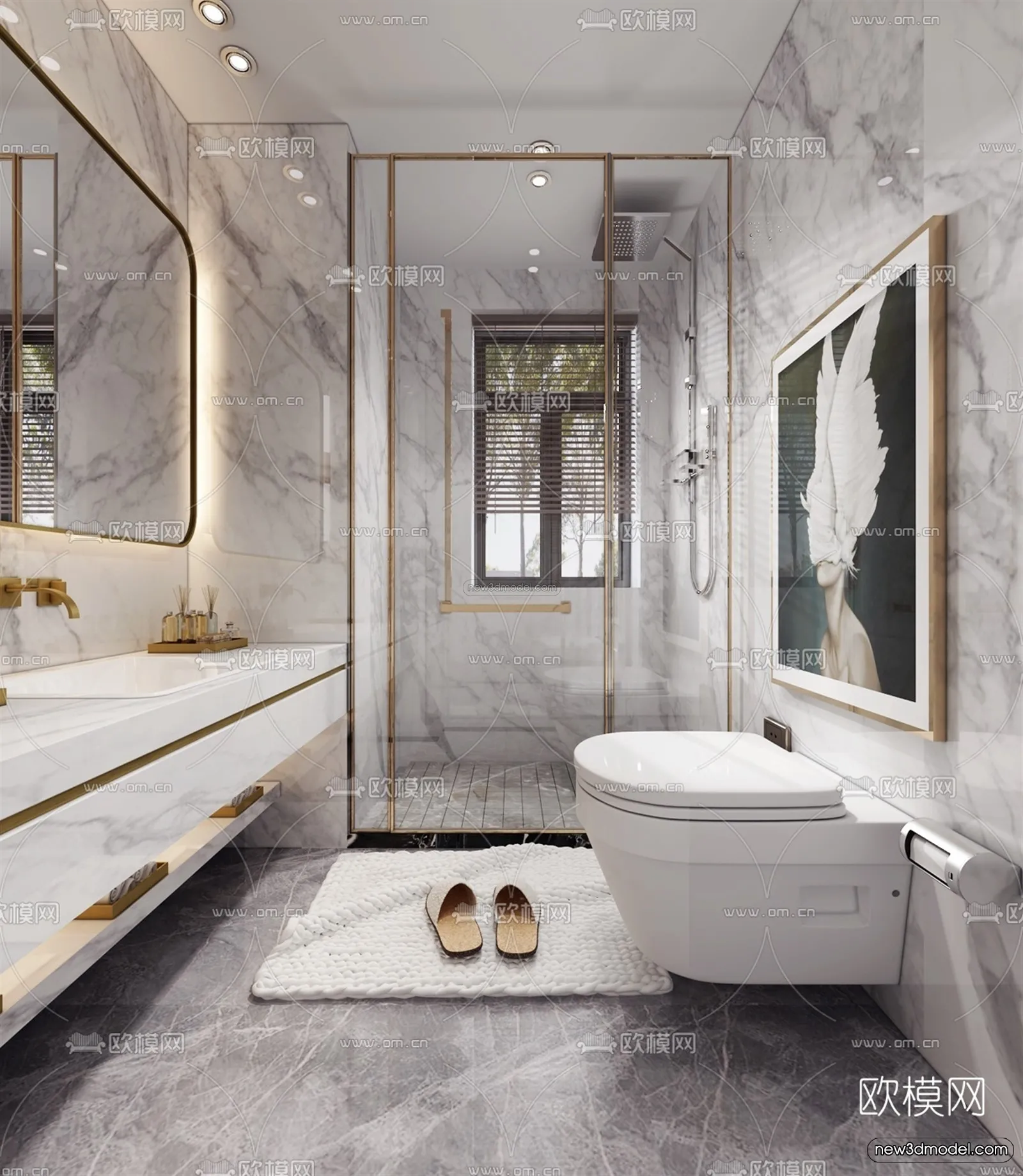 Luxury Style Interior 3D Blocks - Bathroom 3D Model - 275