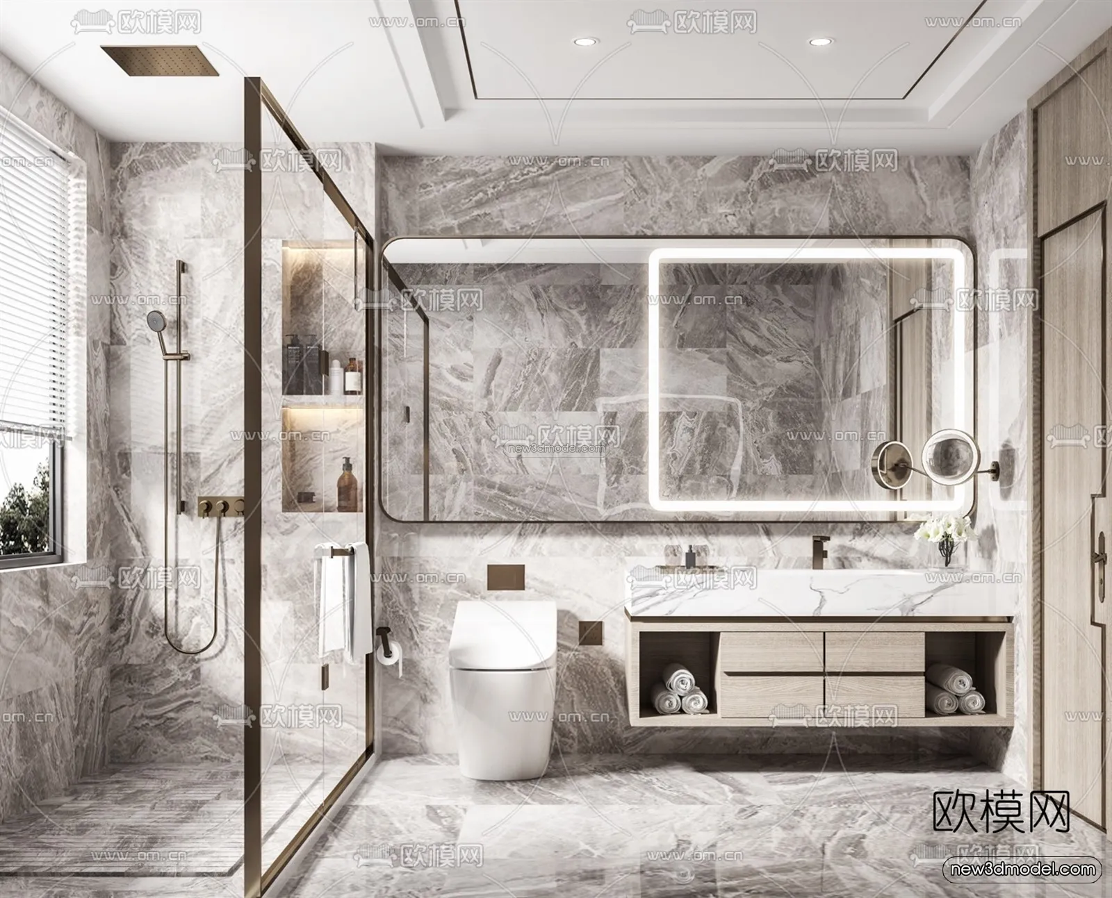 Luxury Style Interior 3D Blocks - Bathroom 3D Model - 276