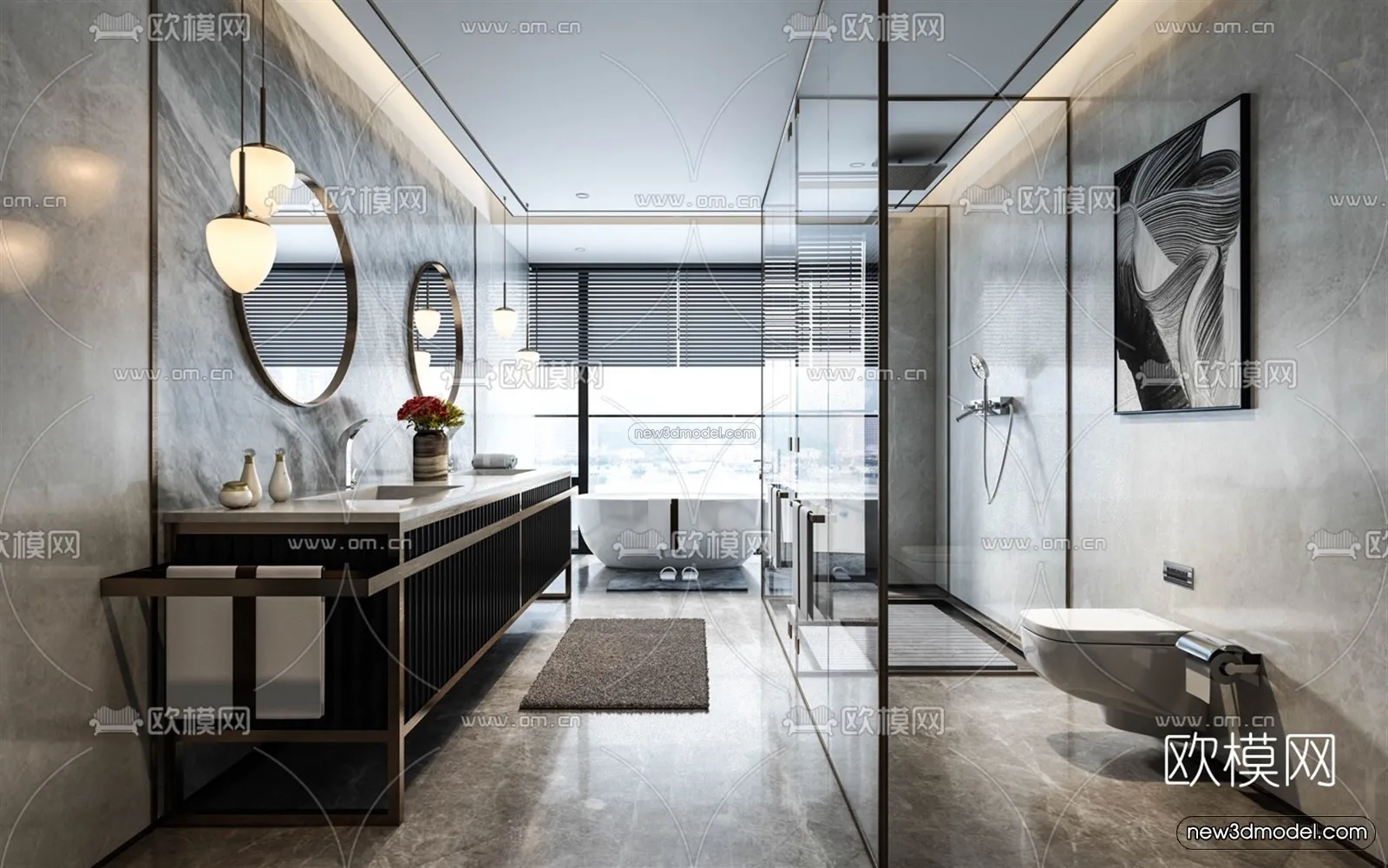 Luxury Style Interior 3D Blocks - Bathroom 3D Model - 279