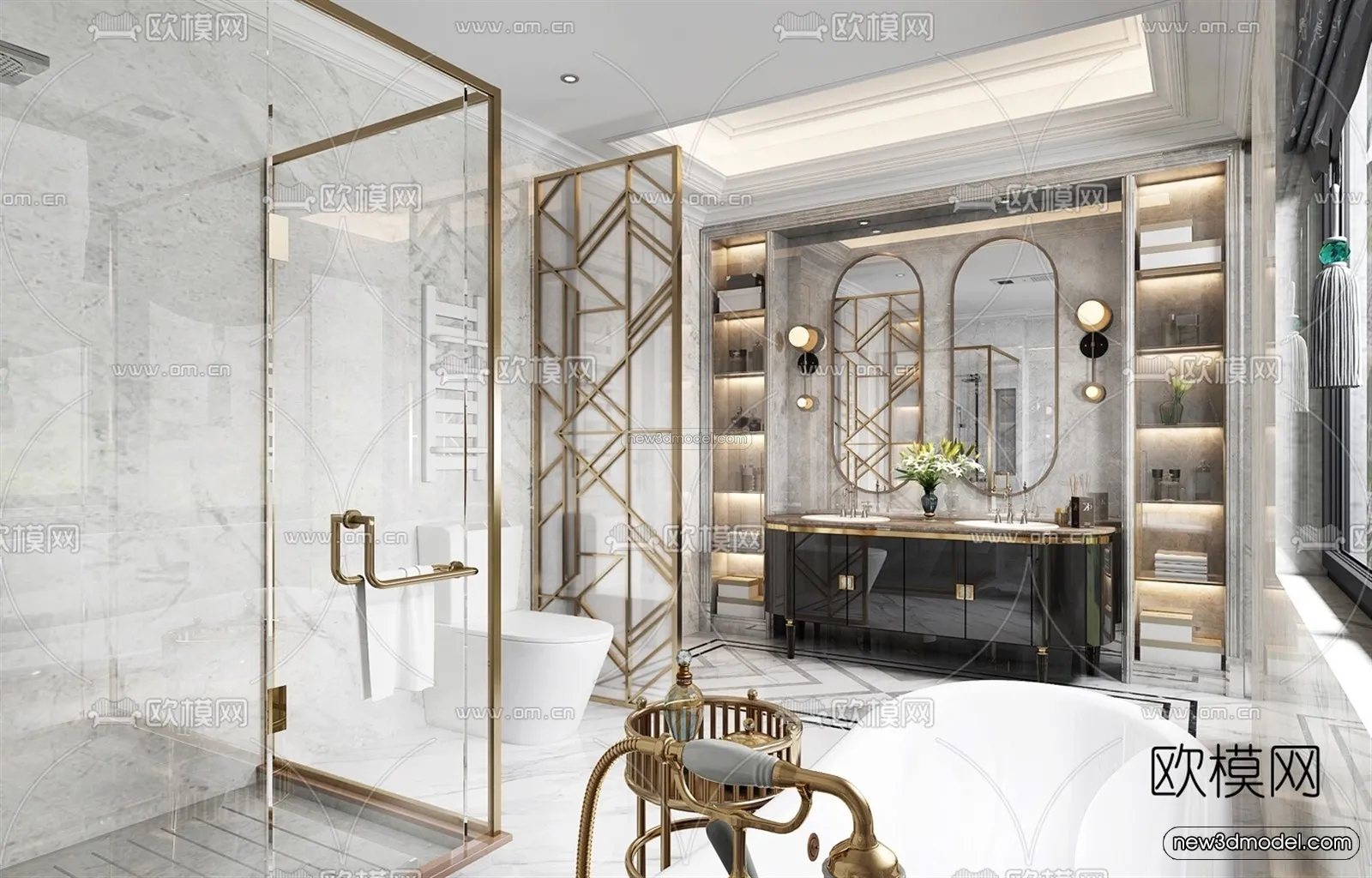 Luxury Style Interior 3D Blocks - Bathroom 3D Model - 284