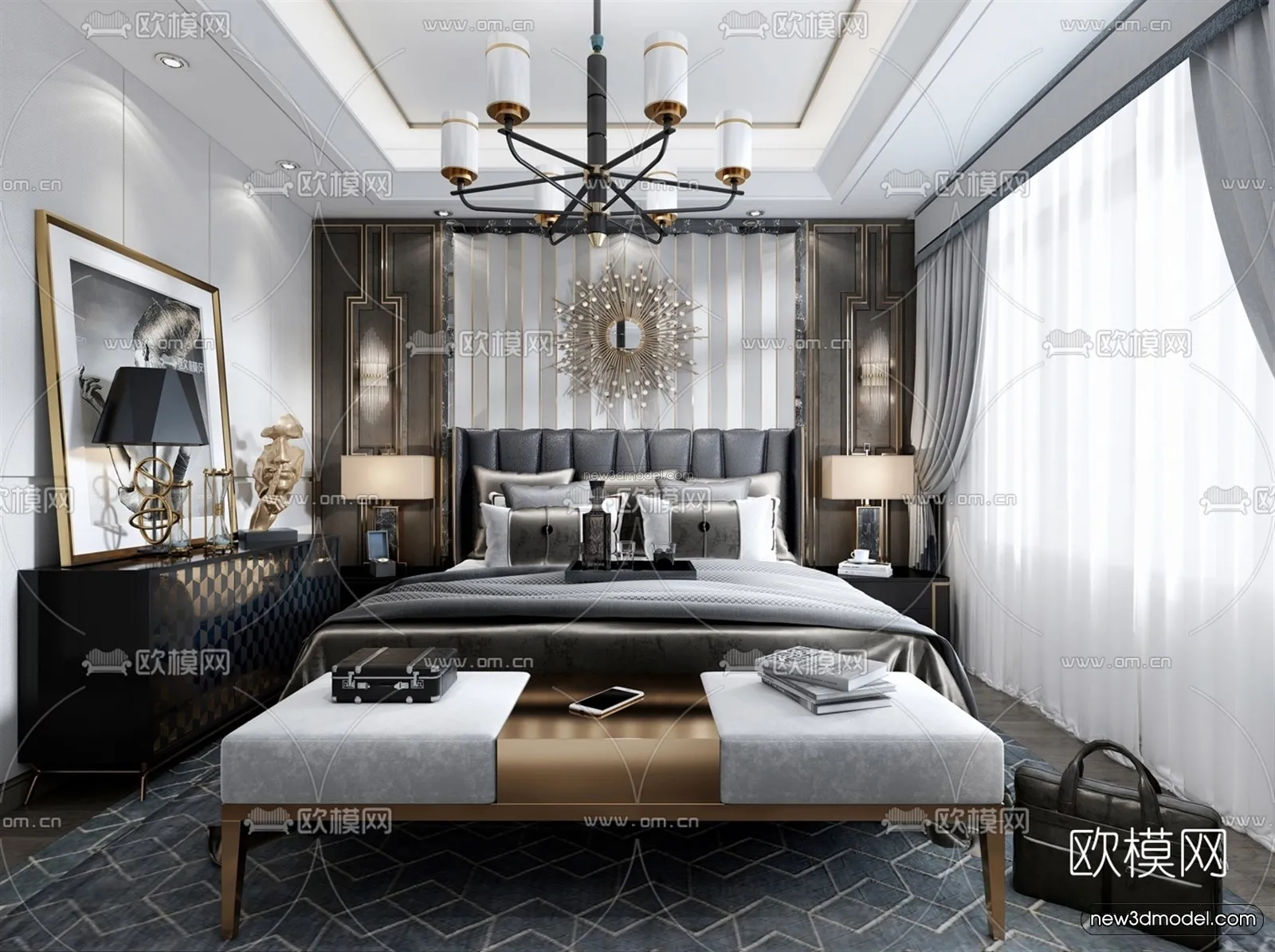 Luxury Style Interior 3D Blocks - Bedroom 3D Model - 201