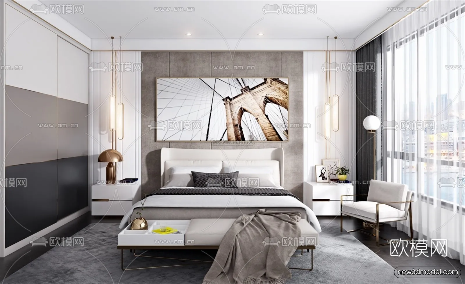 Luxury Style Interior 3D Blocks - Bedroom 3D Model - 202