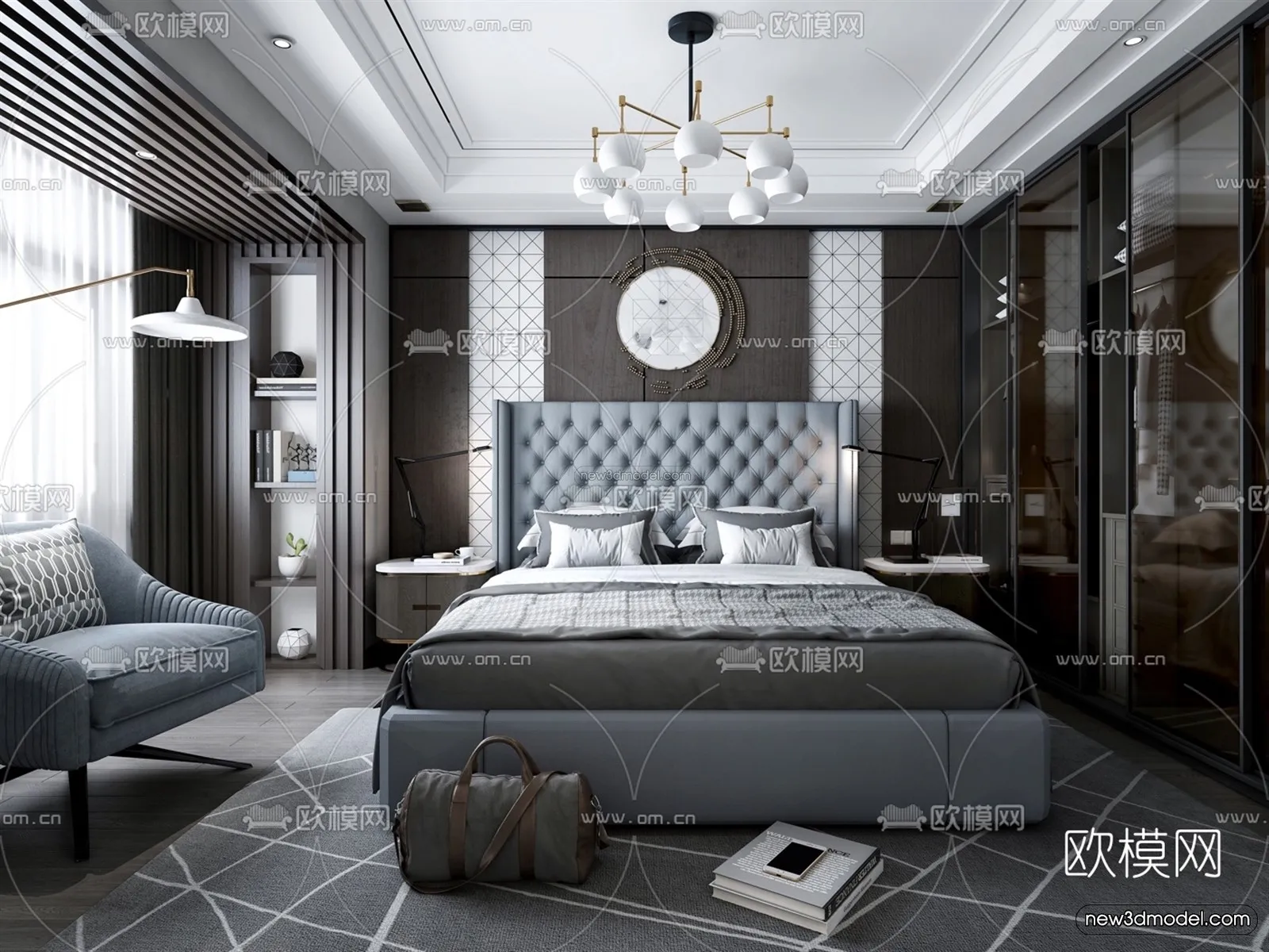 Luxury Style Interior 3D Blocks - Bedroom 3D Model - 204