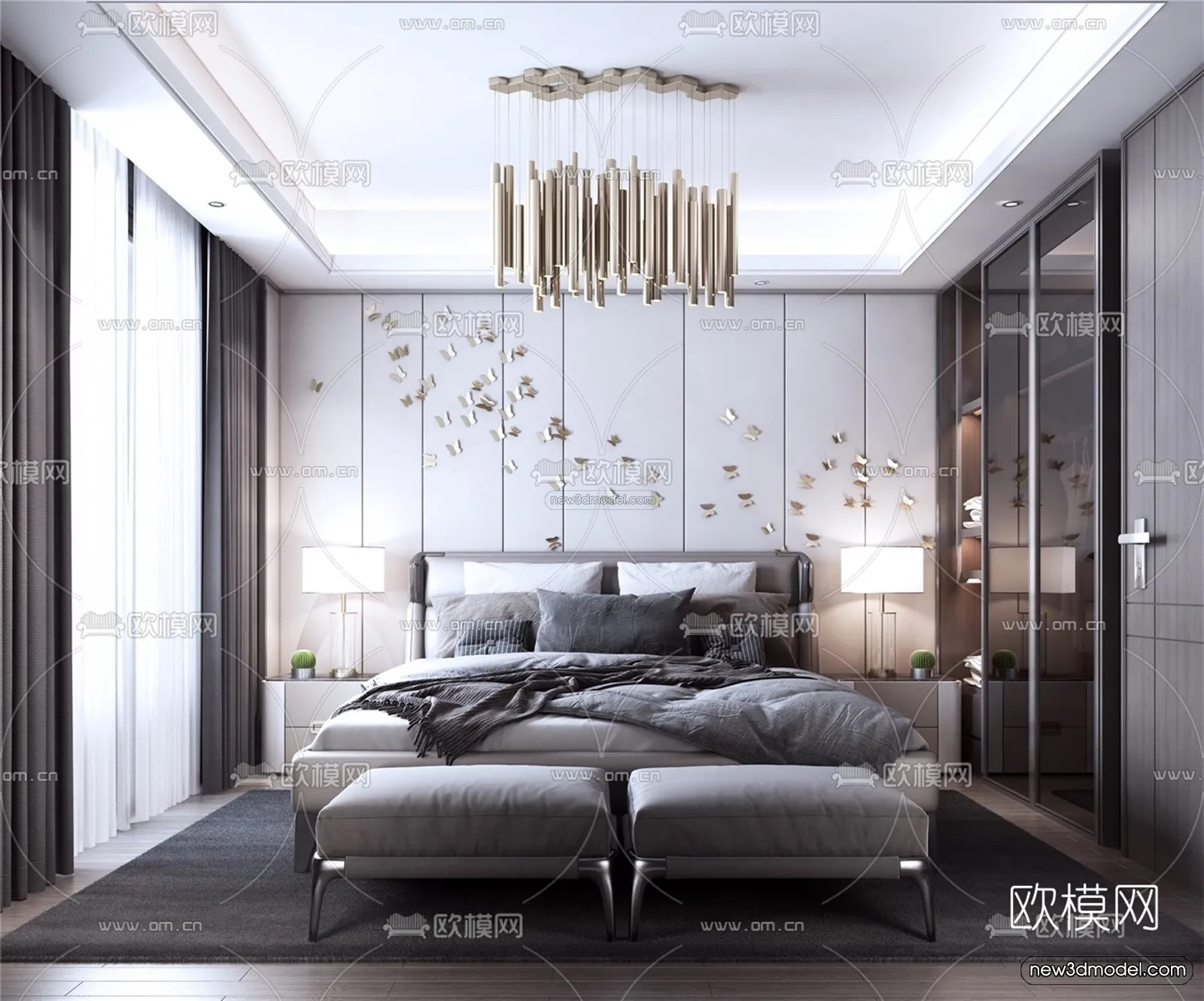 Luxury Style Interior 3D Blocks - Bedroom 3D Model - 206