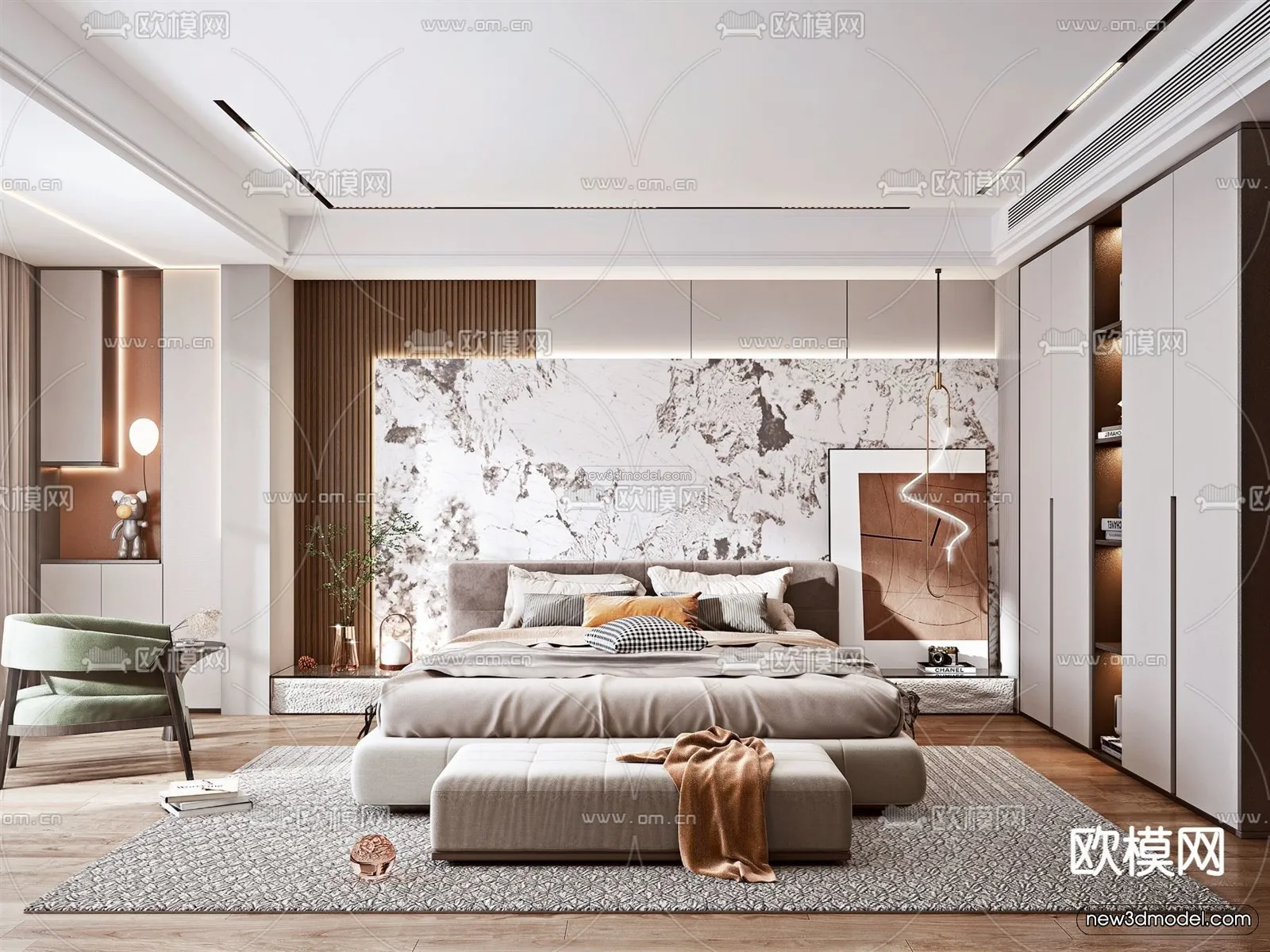 Luxury Style Interior 3D Blocks - Bedroom 3D Model - 216