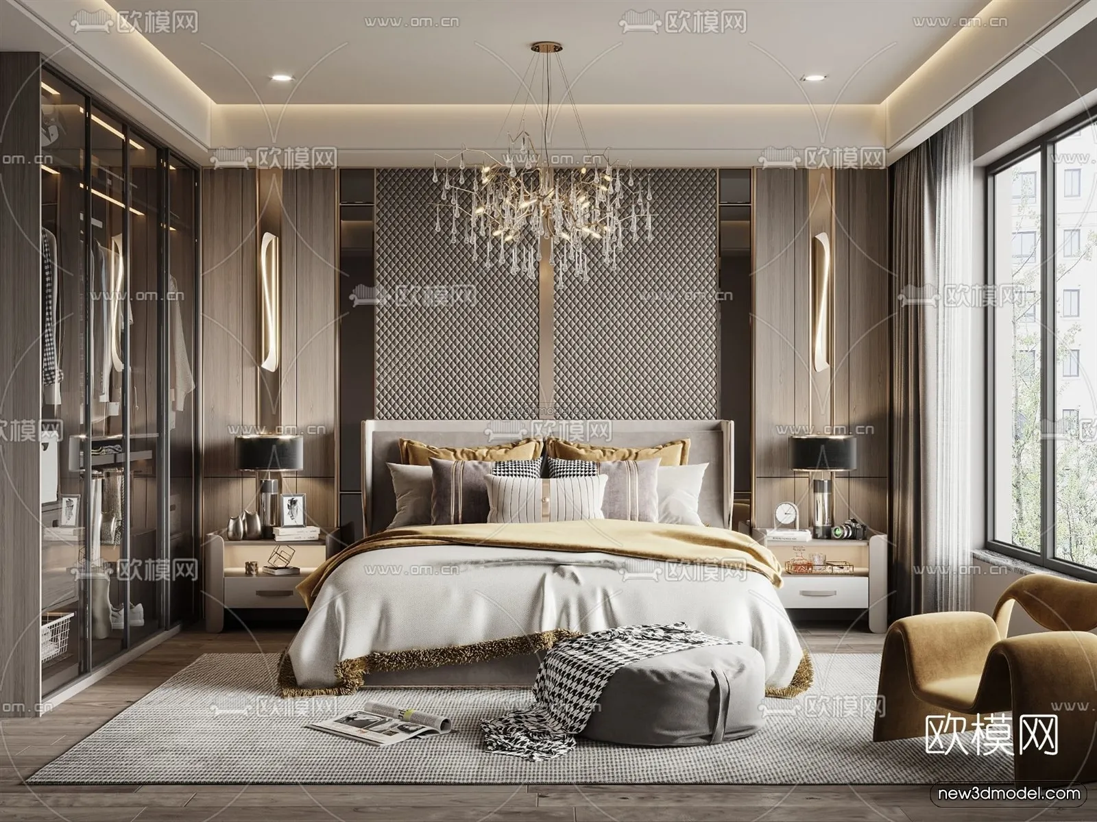 Luxury Style Interior 3D Blocks - Bedroom 3D Model - 218