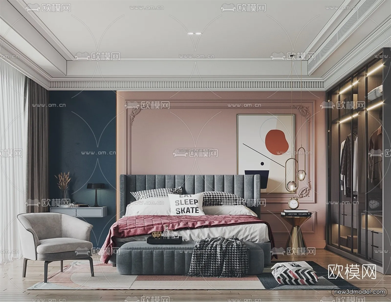 Luxury Style Interior 3D Blocks - Bedroom 3D Model - 224