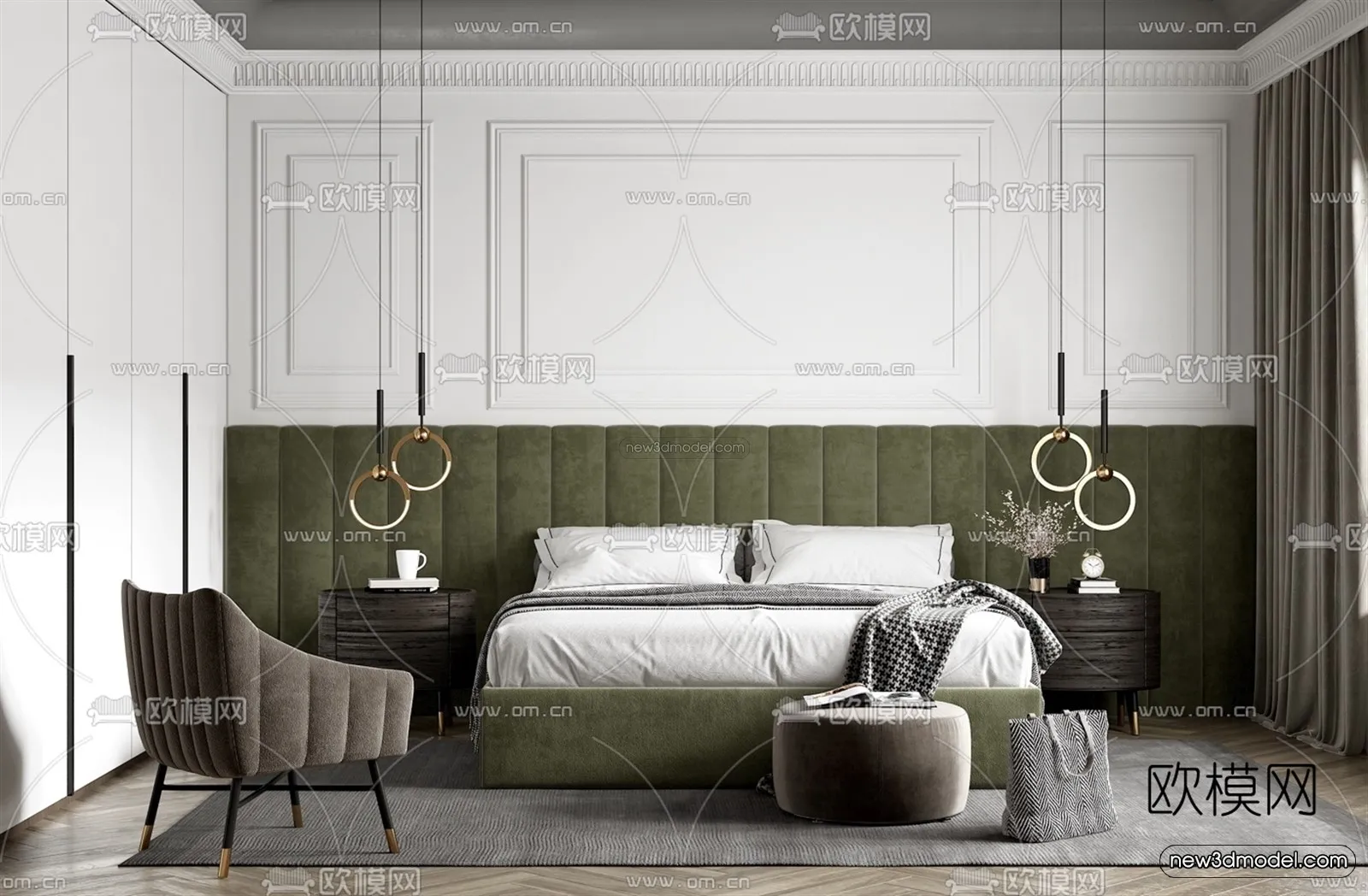 Luxury Style Interior 3D Blocks - Bedroom 3D Model - 226