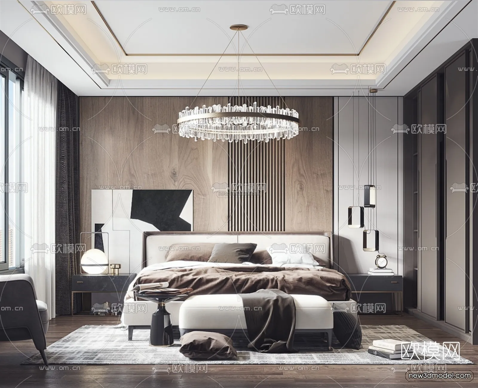 Luxury Style Interior 3D Blocks - Bedroom 3D Model - 228