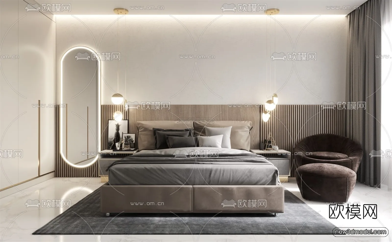 Luxury Style Interior 3D Blocks - Bedroom 3D Model - 232