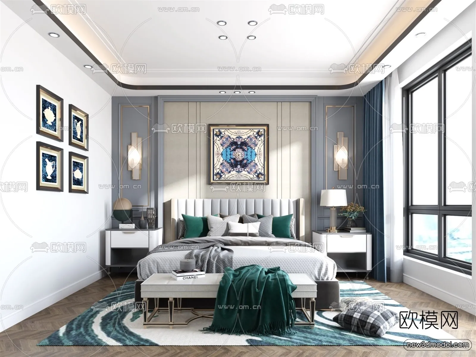Luxury Style Interior 3D Blocks - Bedroom 3D Model - 233