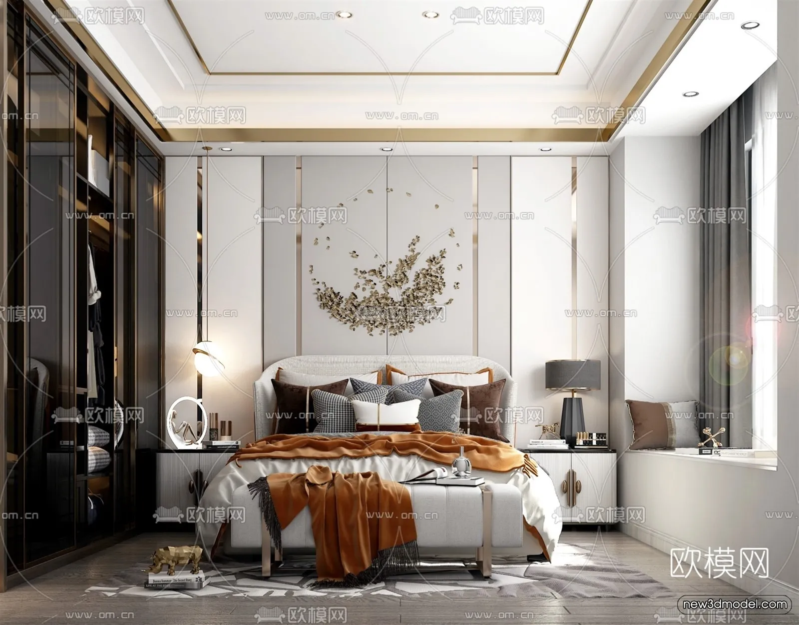 Luxury Style Interior 3D Blocks - Bedroom 3D Model - 235