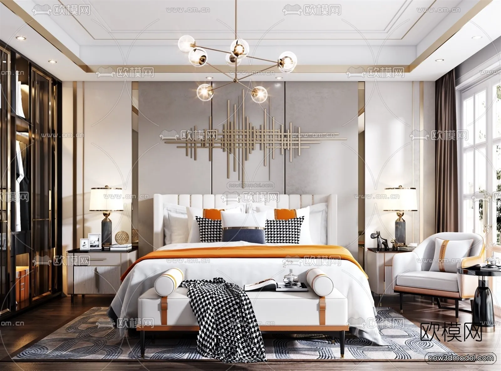 Luxury Style Interior 3D Blocks - Bedroom 3D Model - 236