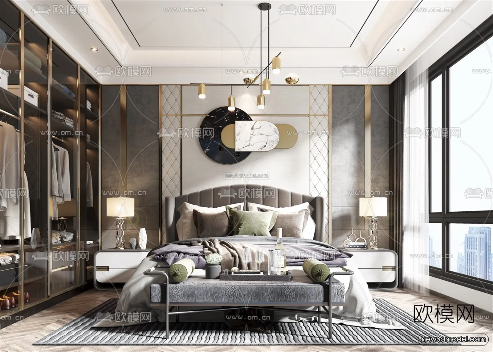 Luxury Style Interior 3D Blocks - Bedroom 3D Model - 238