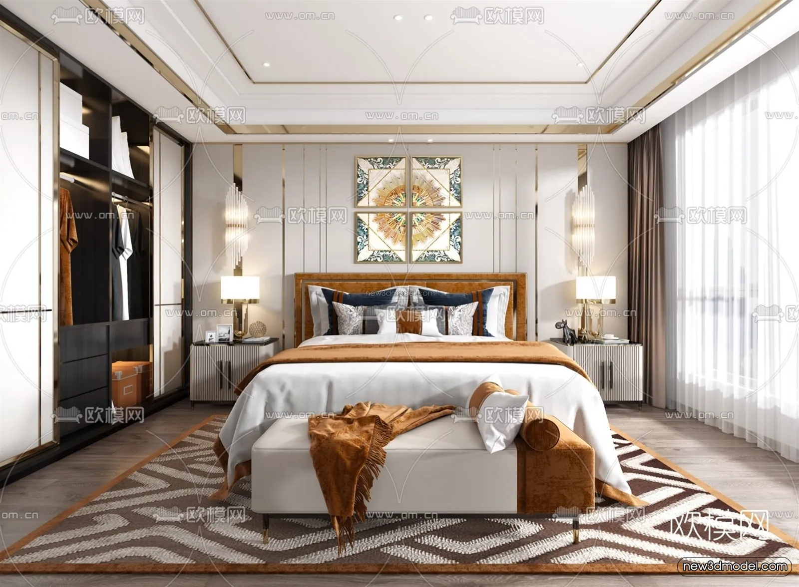 Luxury Style Interior 3D Blocks - Bedroom 3D Model - 242