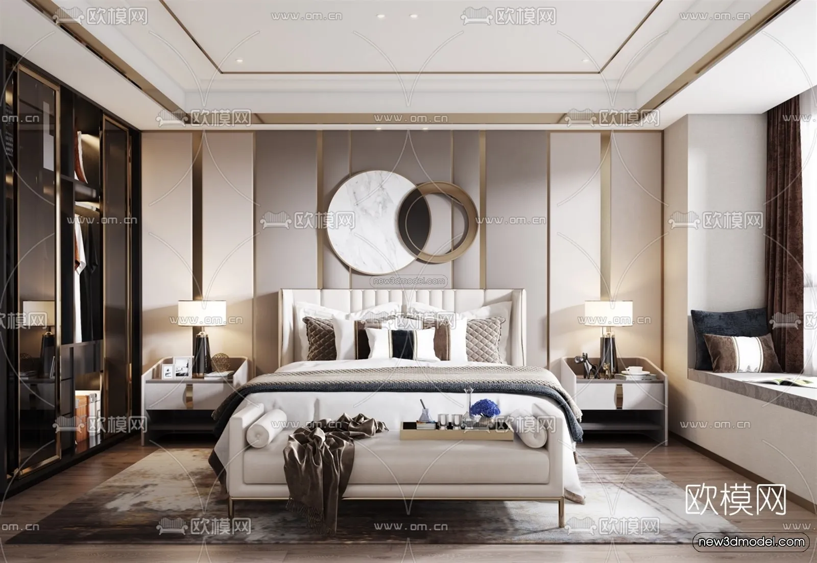 Luxury Style Interior 3D Blocks - Bedroom 3D Model - 244