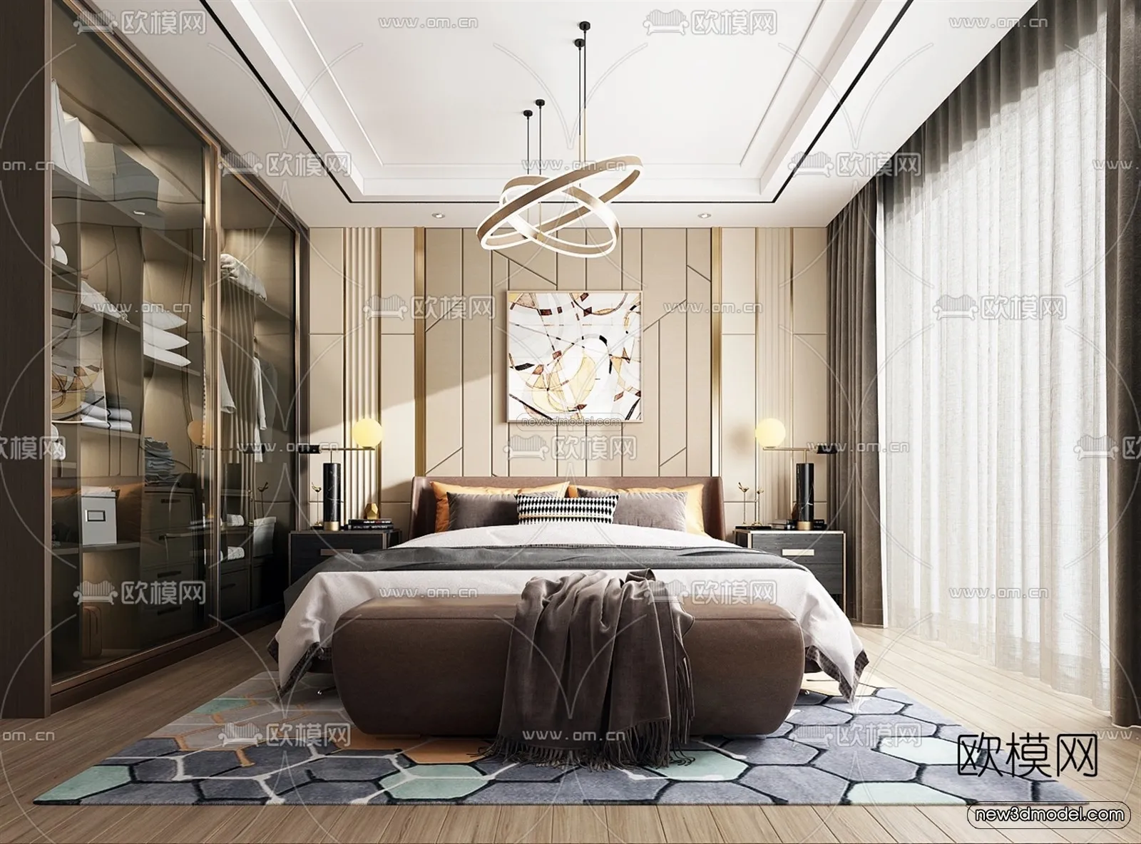 Luxury Style Interior 3D Blocks - Bedroom 3D Model - 246