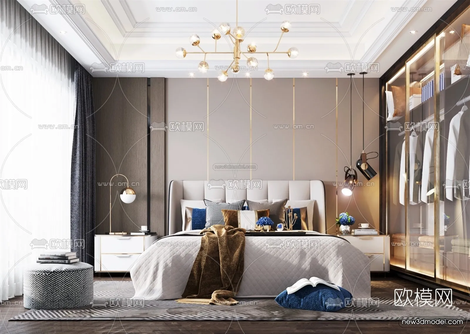 Luxury Style Interior 3D Blocks - Bedroom 3D Model - 249