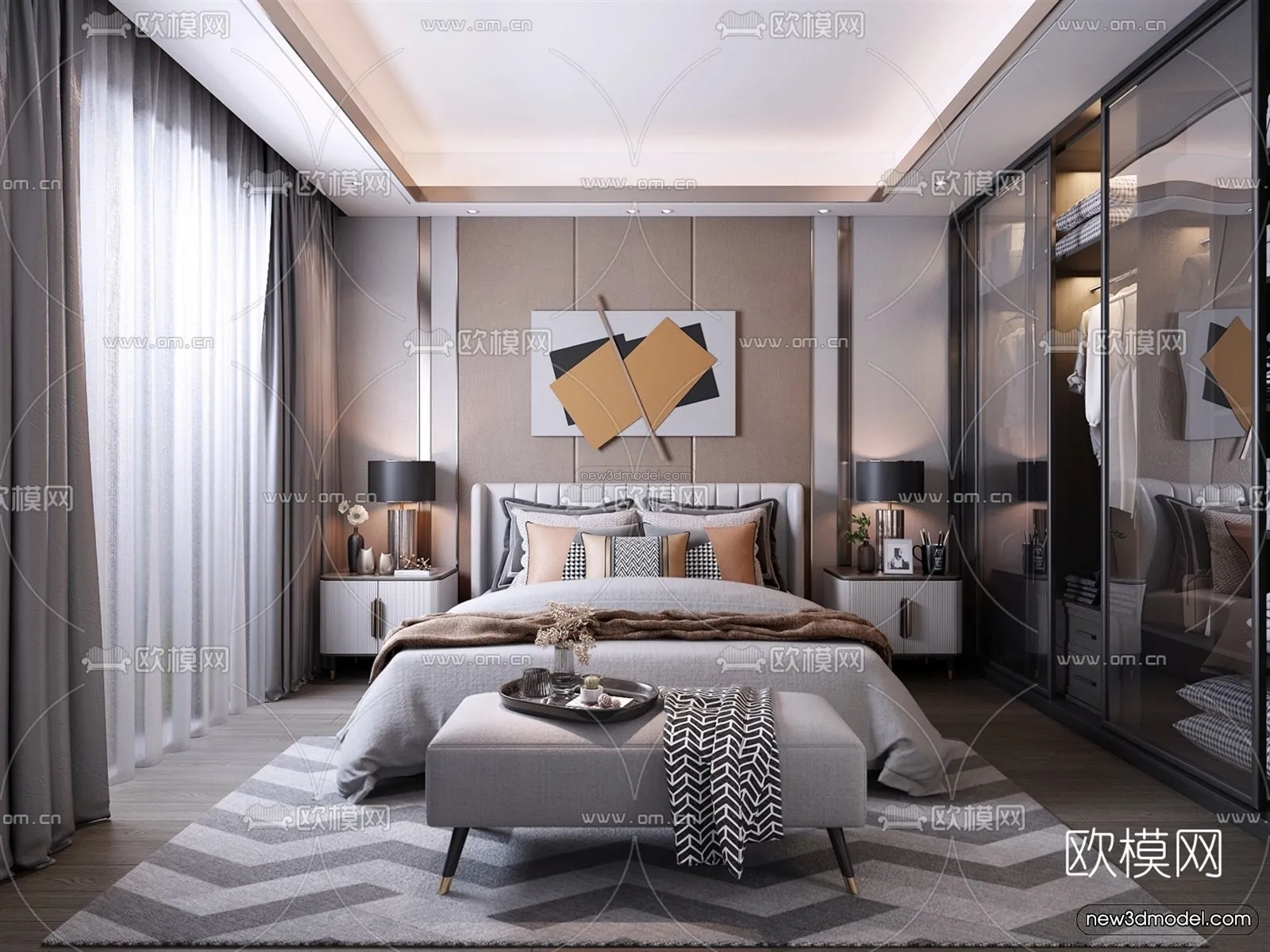 Luxury Style Interior 3D Blocks - Bedroom 3D Model - 250