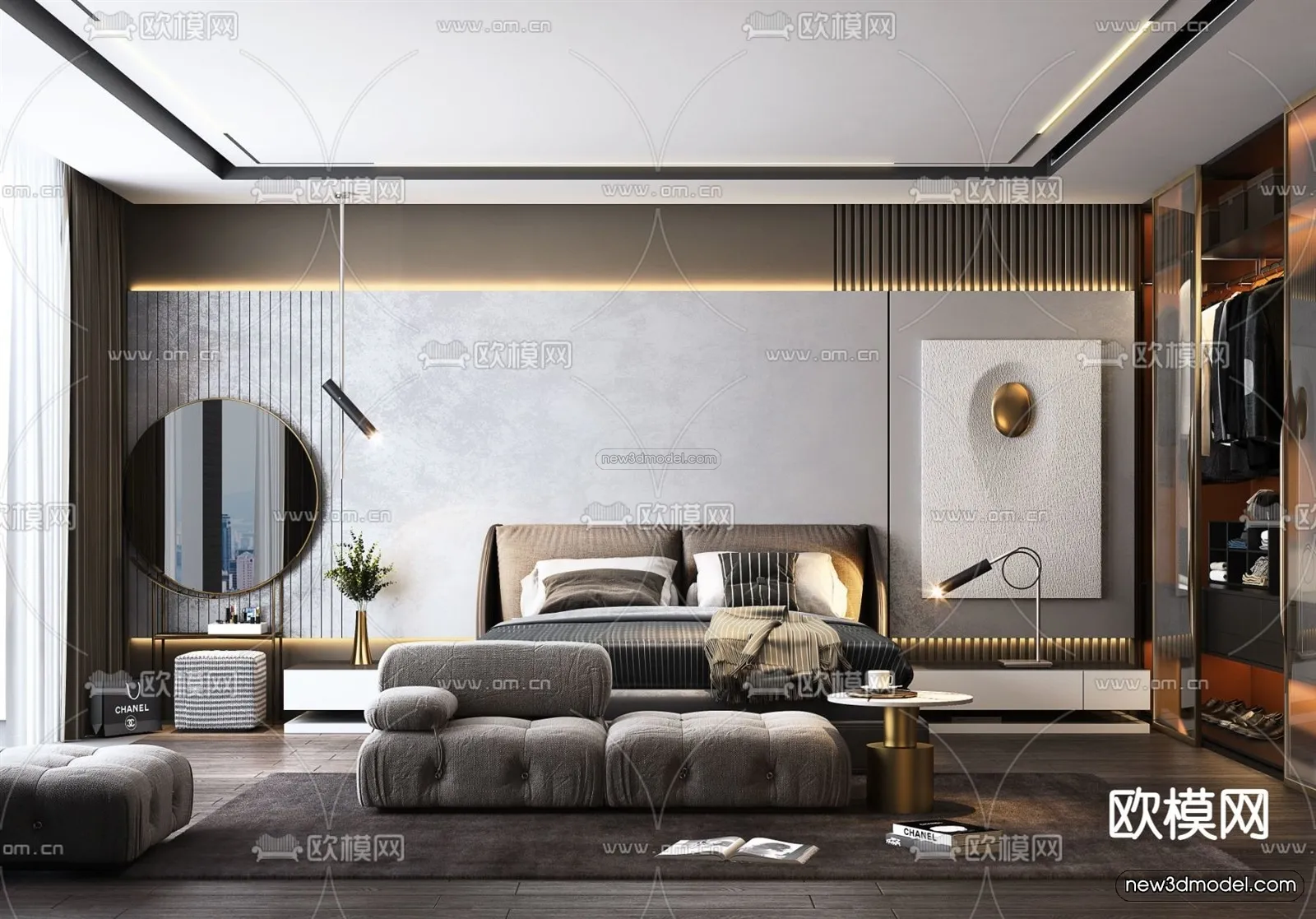 Luxury Style Interior 3D Blocks - Bedroom 3D Model - 252