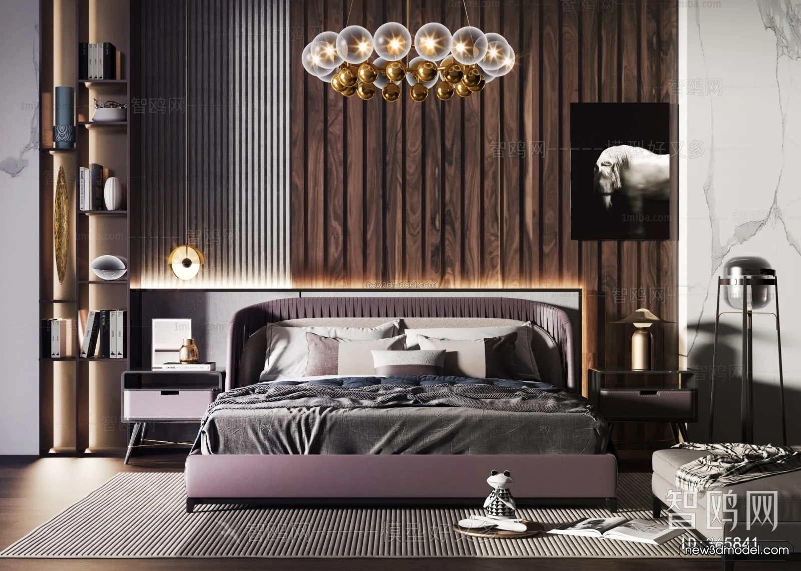 Luxury Style Interior 3D Blocks - Bedroom 3D Model - 255