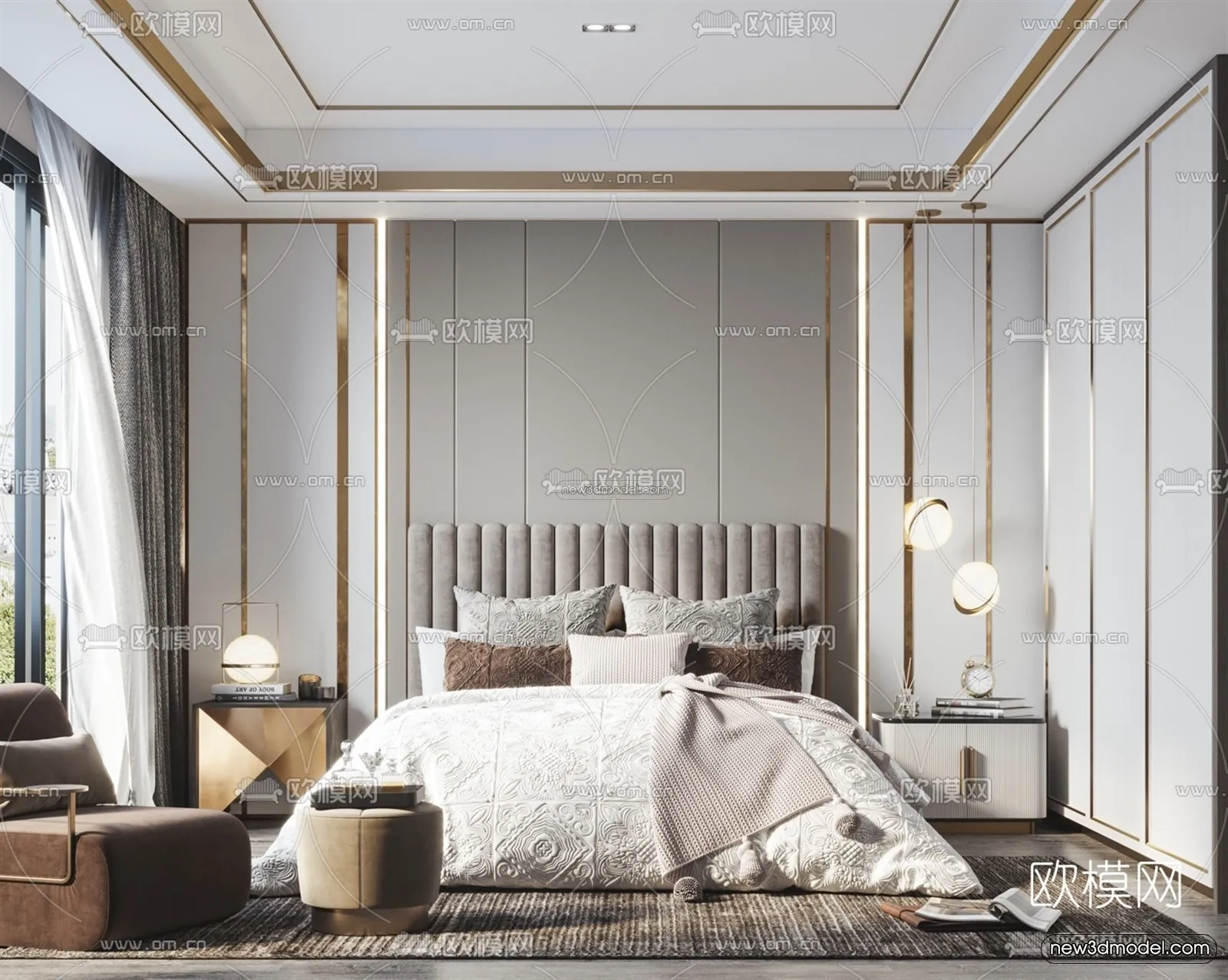 Luxury Style Interior 3D Blocks - Bedroom 3D Model - 259