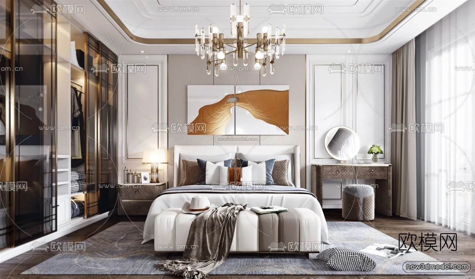 Luxury Style Interior 3D Blocks - Bedroom 3D Model - 263