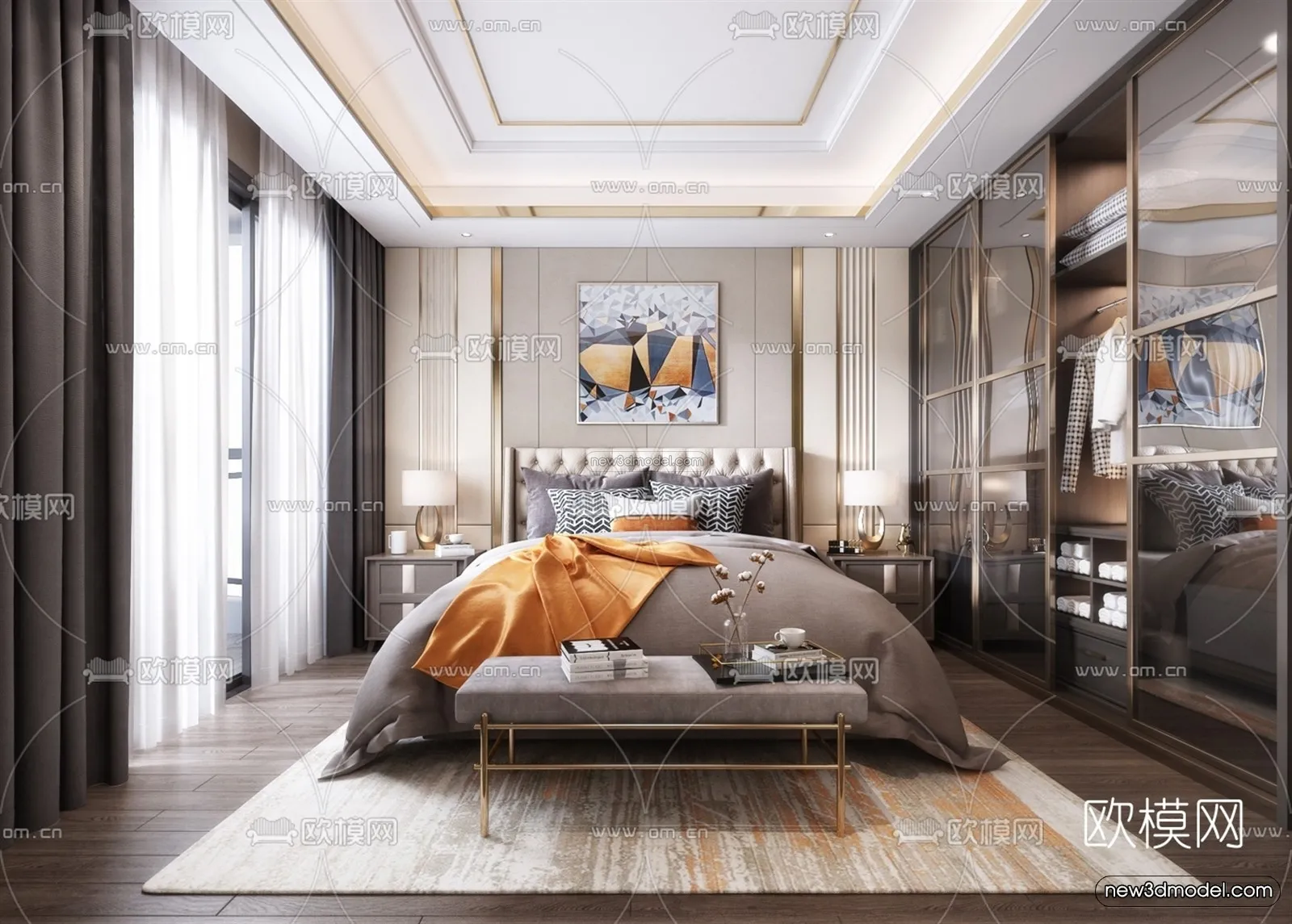 Luxury Style Interior 3D Blocks - Bedroom 3D Model - 267