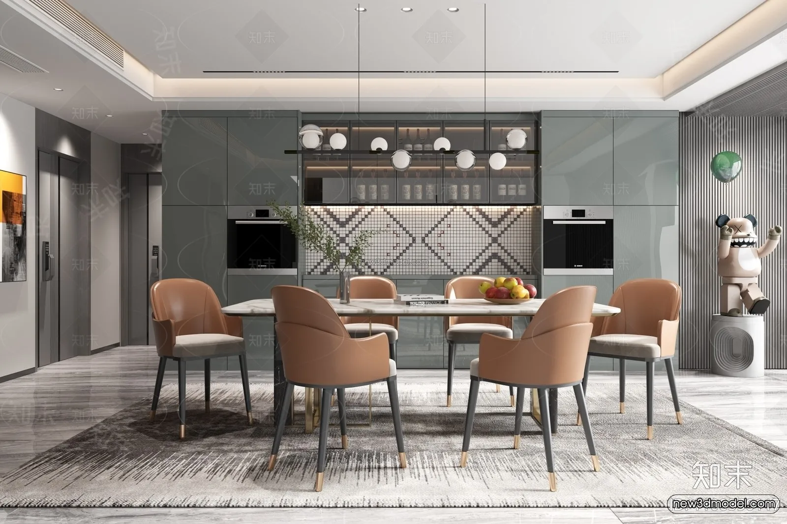 Luxury Style Interior 3D Blocks - Dining Room 3D Model - 151