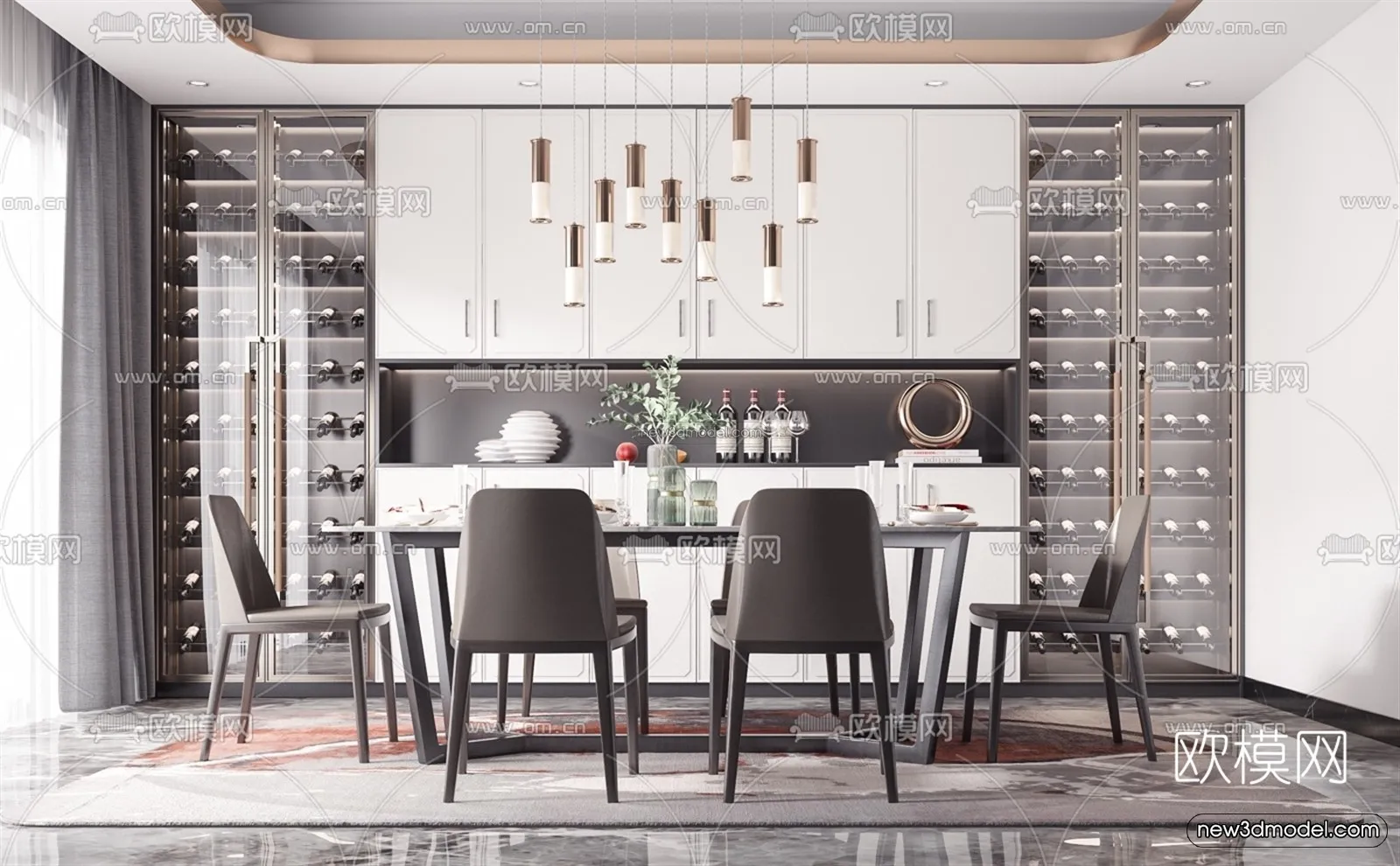 Luxury Style Interior 3D Blocks - Dining Room 3D Model - 154