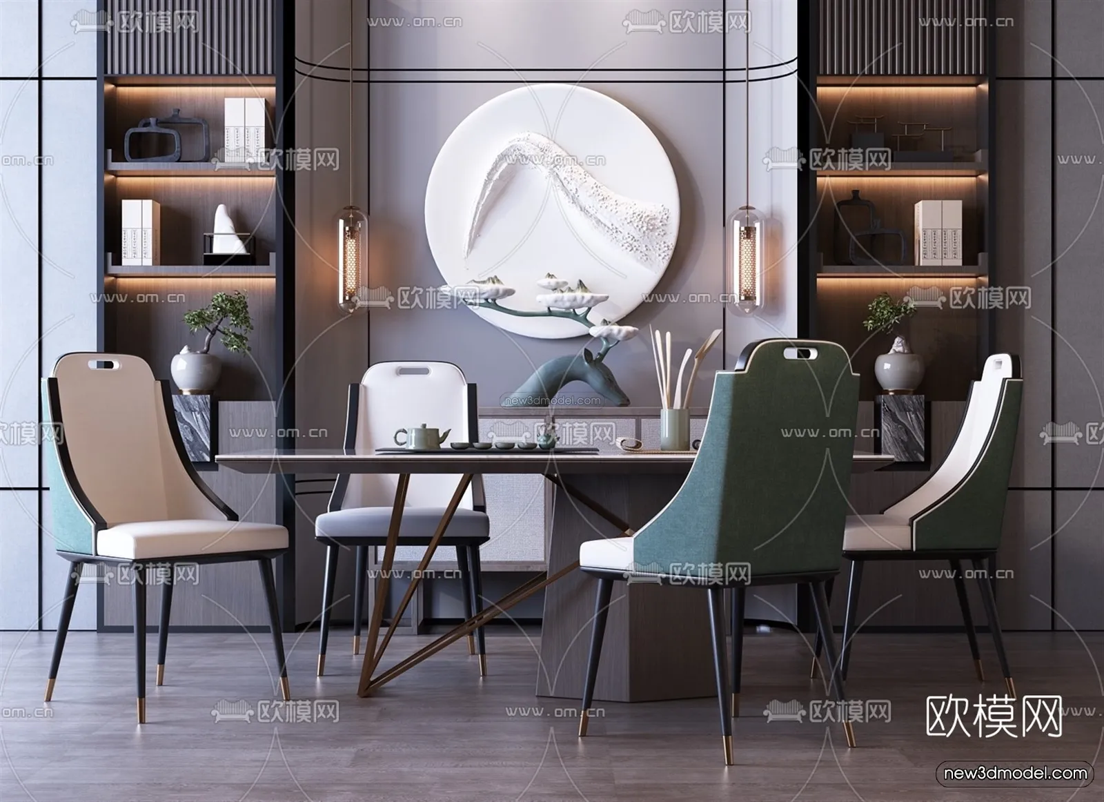 Luxury Style Interior 3D Blocks - Dining Room 3D Model - 156