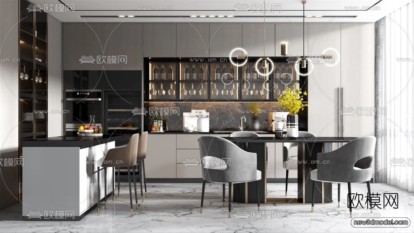 Luxury Style Interior 3D Blocks - Dining Room 3D Model - 171