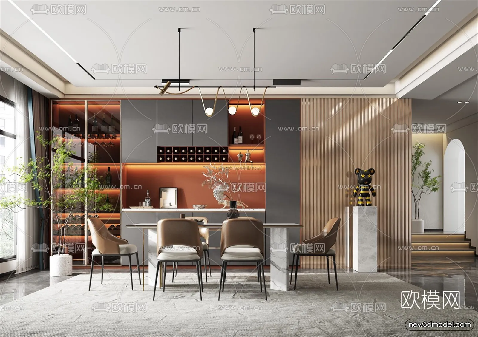 Luxury Style Interior 3D Blocks - Dining Room 3D Model - 178