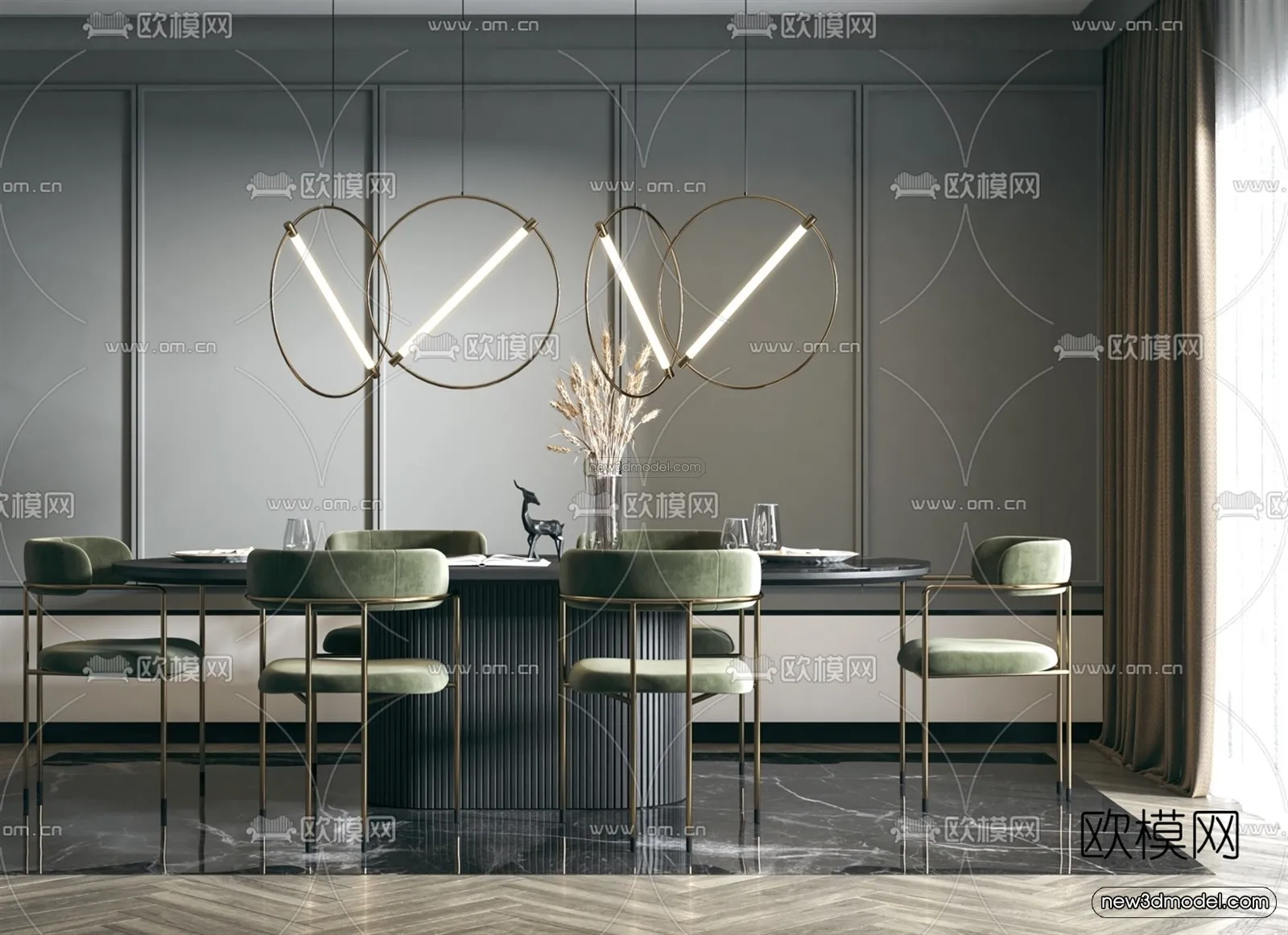 Luxury Style Interior 3D Blocks - Dining Room 3D Model - 184