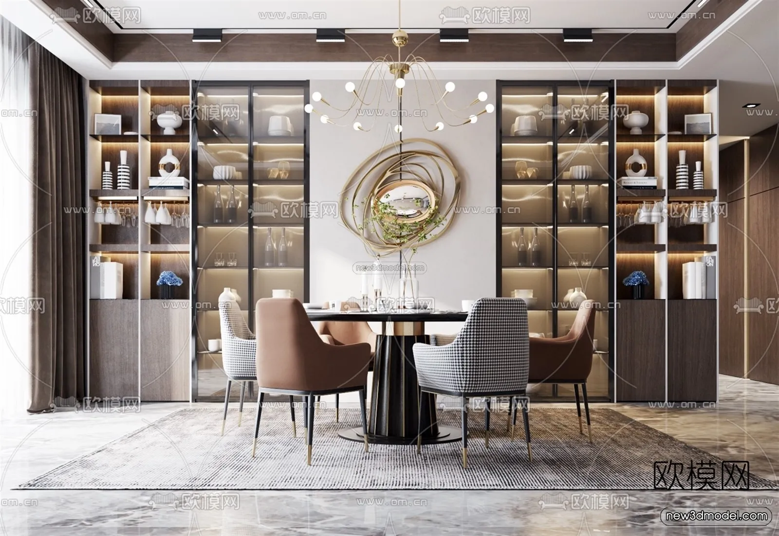 Luxury Style Interior 3D Blocks - Dining Room 3D Model - 187