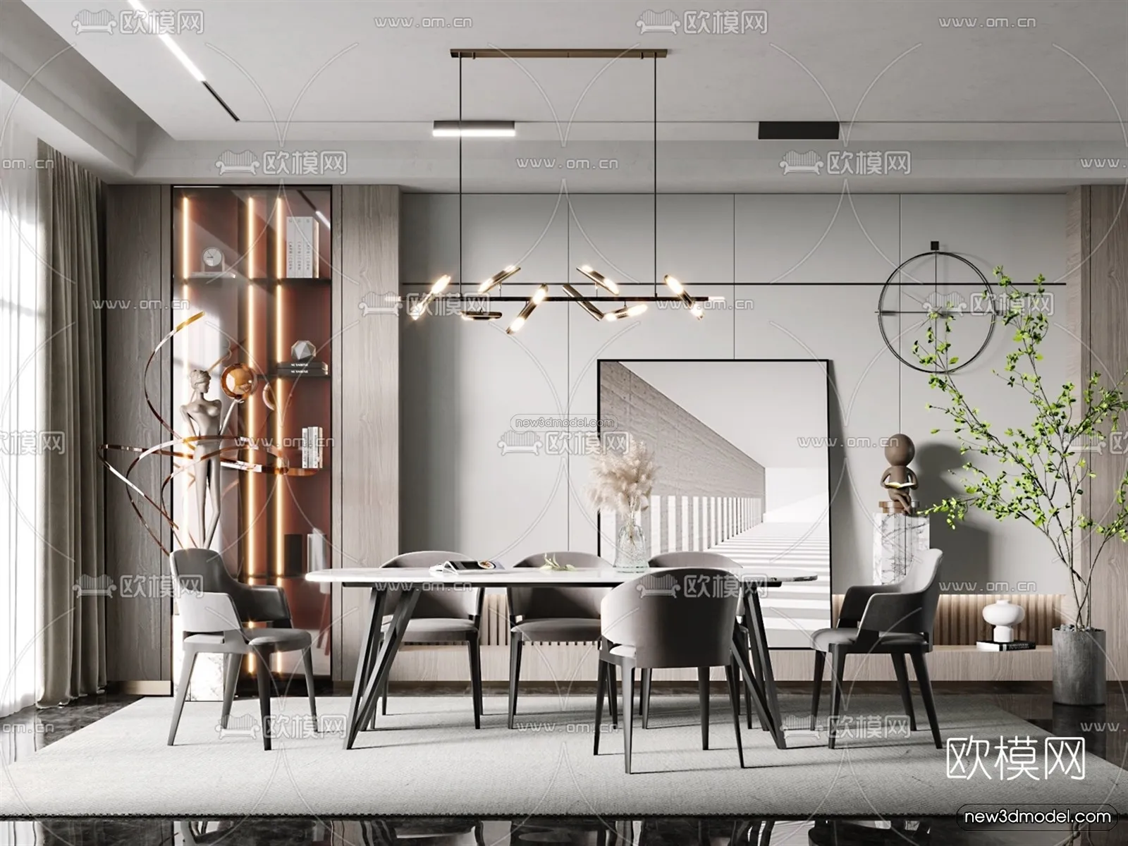 Luxury Style Interior 3D Blocks - Dining Room 3D Model - 188