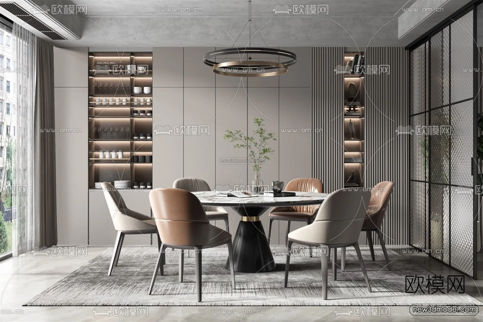 Luxury Style Interior 3D Blocks - Dining Room 3D Model - 189
