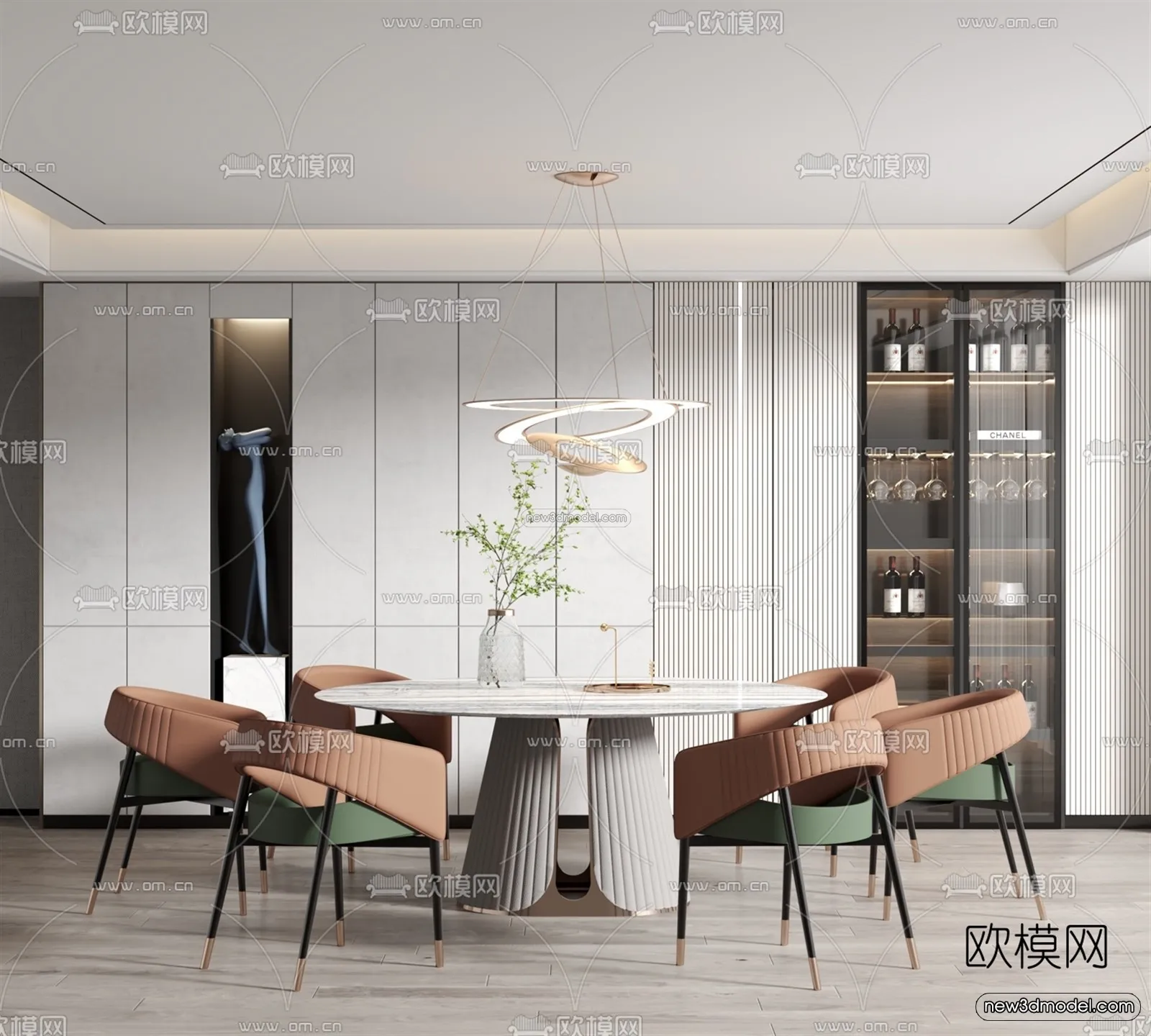 Luxury Style Interior 3D Blocks - Dining Room 3D Model - 191