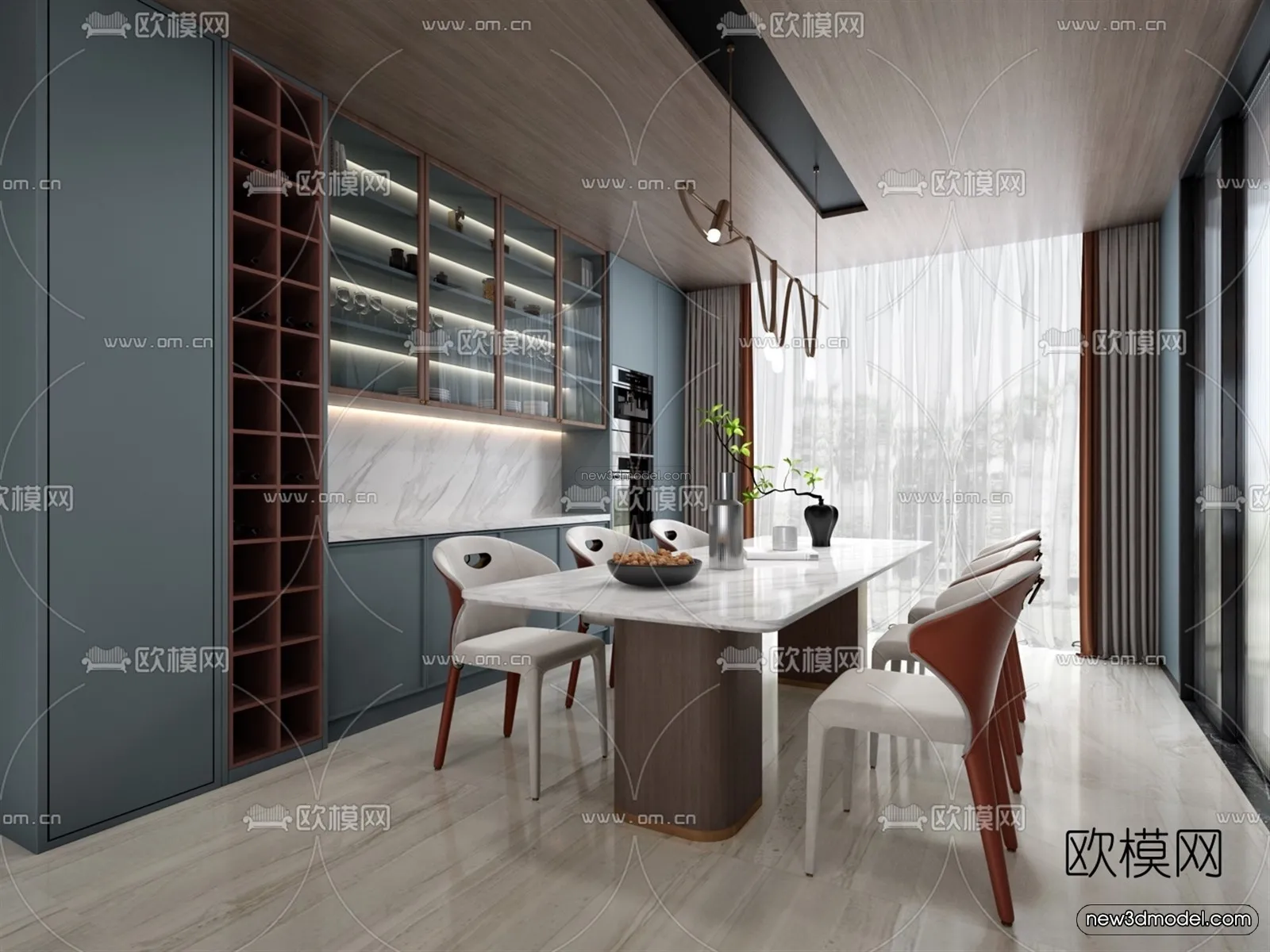 Luxury Style Interior 3D Blocks - Dining Room 3D Model - 192