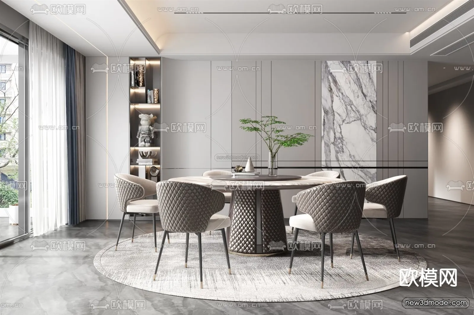 Luxury Style Interior 3D Blocks - Dining Room 3D Model - 193