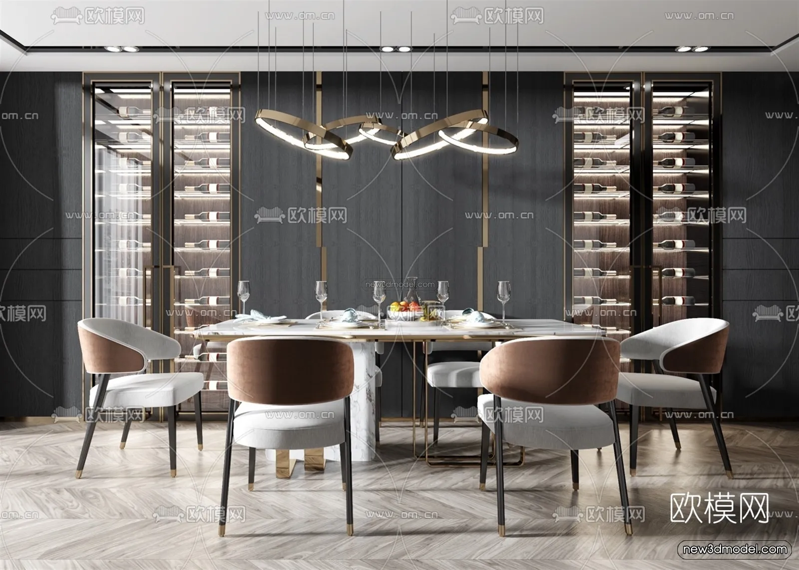 Luxury Style Interior 3D Blocks - Dining Room 3D Model - 197