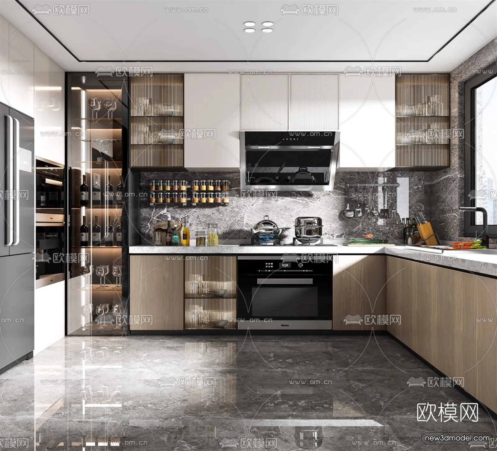 Luxury Style Interior 3D Blocks - Kitchen 3D Model - 269