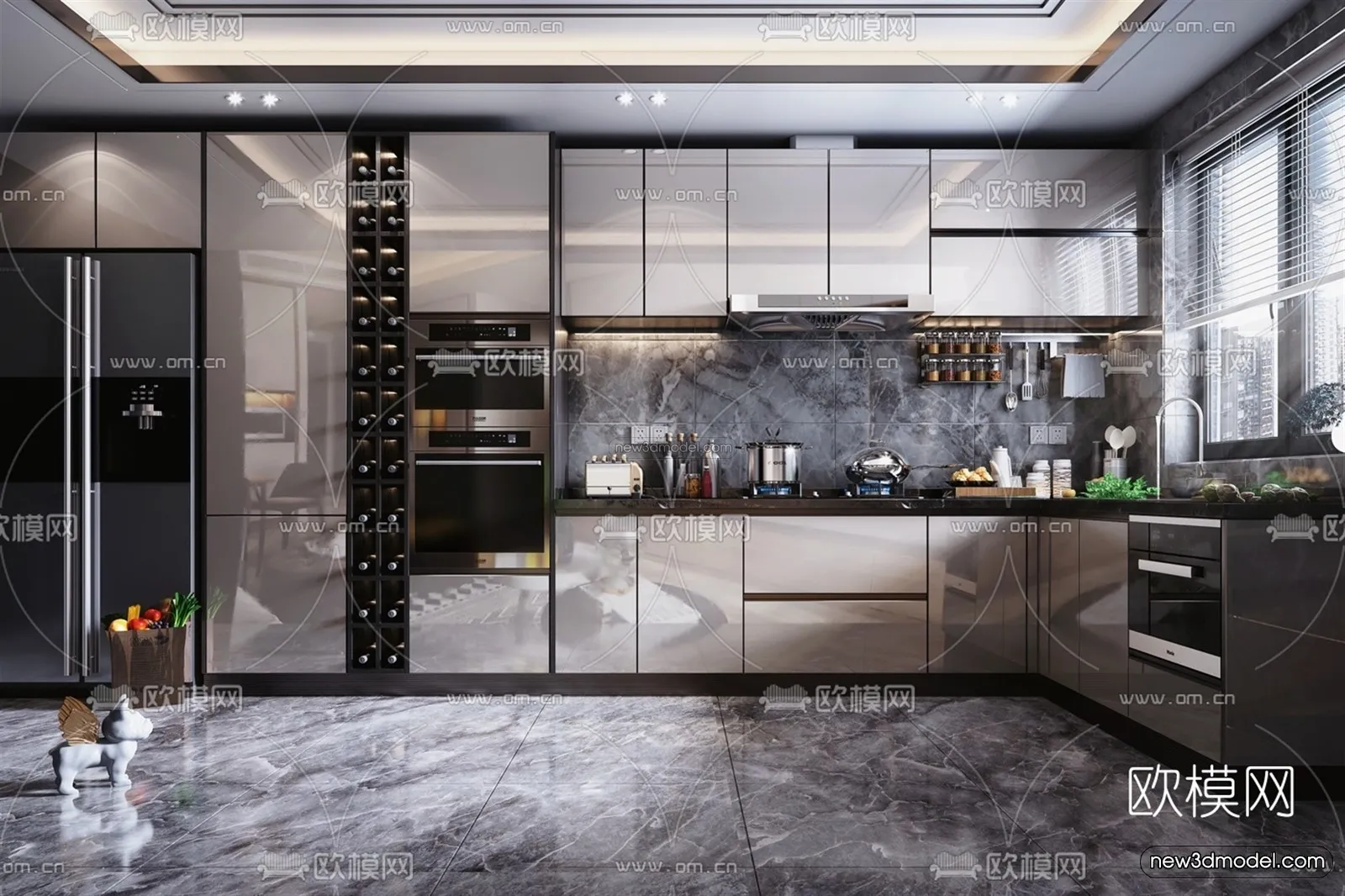 Luxury Style Interior 3D Blocks - Kitchen 3D Model - 270