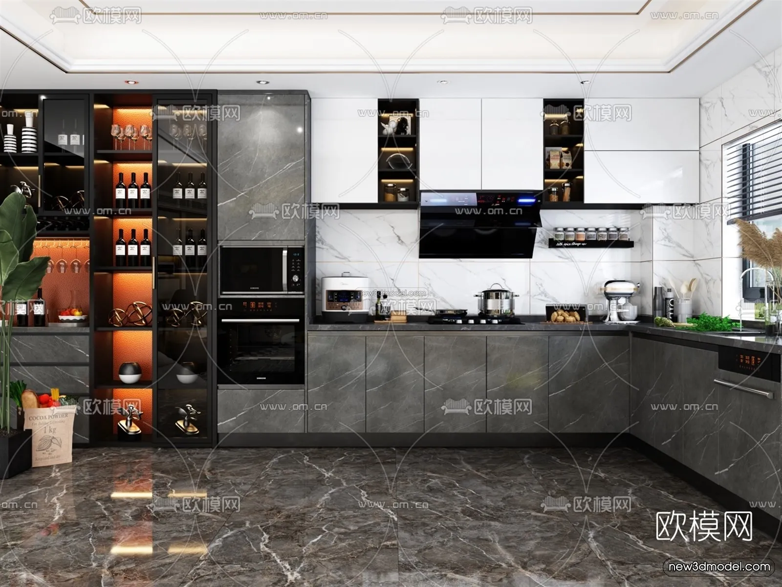 Luxury Style Interior 3D Blocks - Kitchen 3D Model - 272
