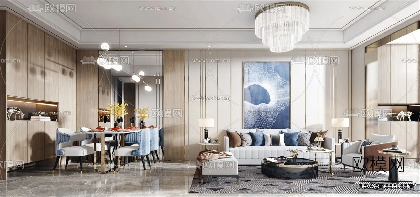 Luxury Style Interior 3D Blocks - Living Room 3D Model - 004