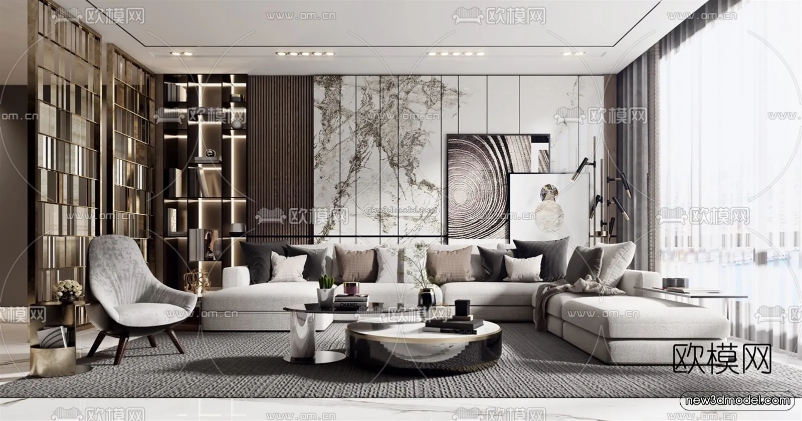 Luxury Style Interior 3D Blocks - Living Room 3D Model - 005